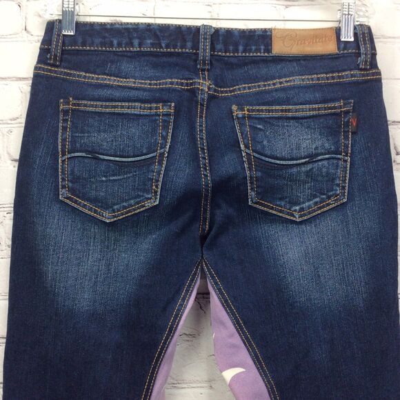 Gravitate Jeans Women’s Size 10X32 Purple Flame Denim Bootcut Motorcycle Festive - Picture 8 of 11
